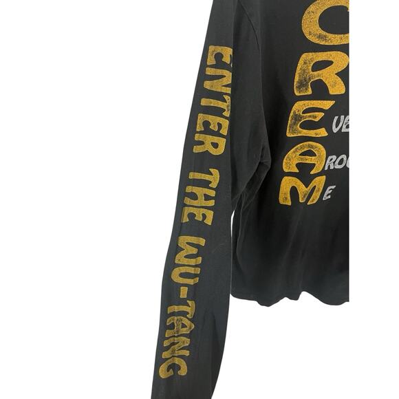 WU-TANG T-Shirt Long Sleeve Large Lucky Brand Yellow Black Cash Rules Streetwear - Picture 7 of 10